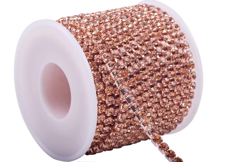 KAOYOO 10 Yards 4MM Crystal Rhinestone Close Chain Trim for Sewing Crafts,DIY Decoration - Image 1